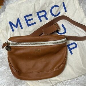 Clare V Brown Leather Belt Bag with Gold Hardware